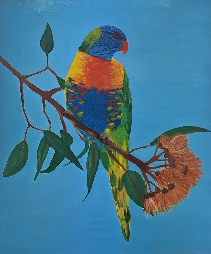 Lorikeet Painting on canvas at Sensory Art Studio