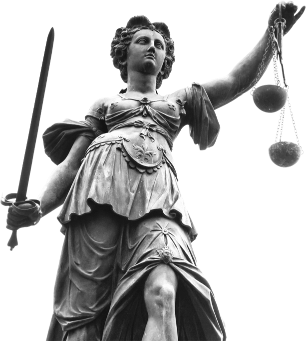 Statue of Lady Justice holding a sword and scales.
