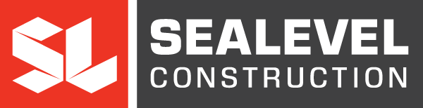 The seal level construction logo is red and white on a gray background.