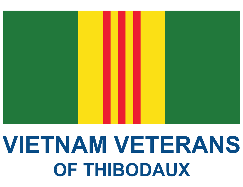 The vietnam veterans of thibodaux logo is a green and yellow flag with red stripes.
