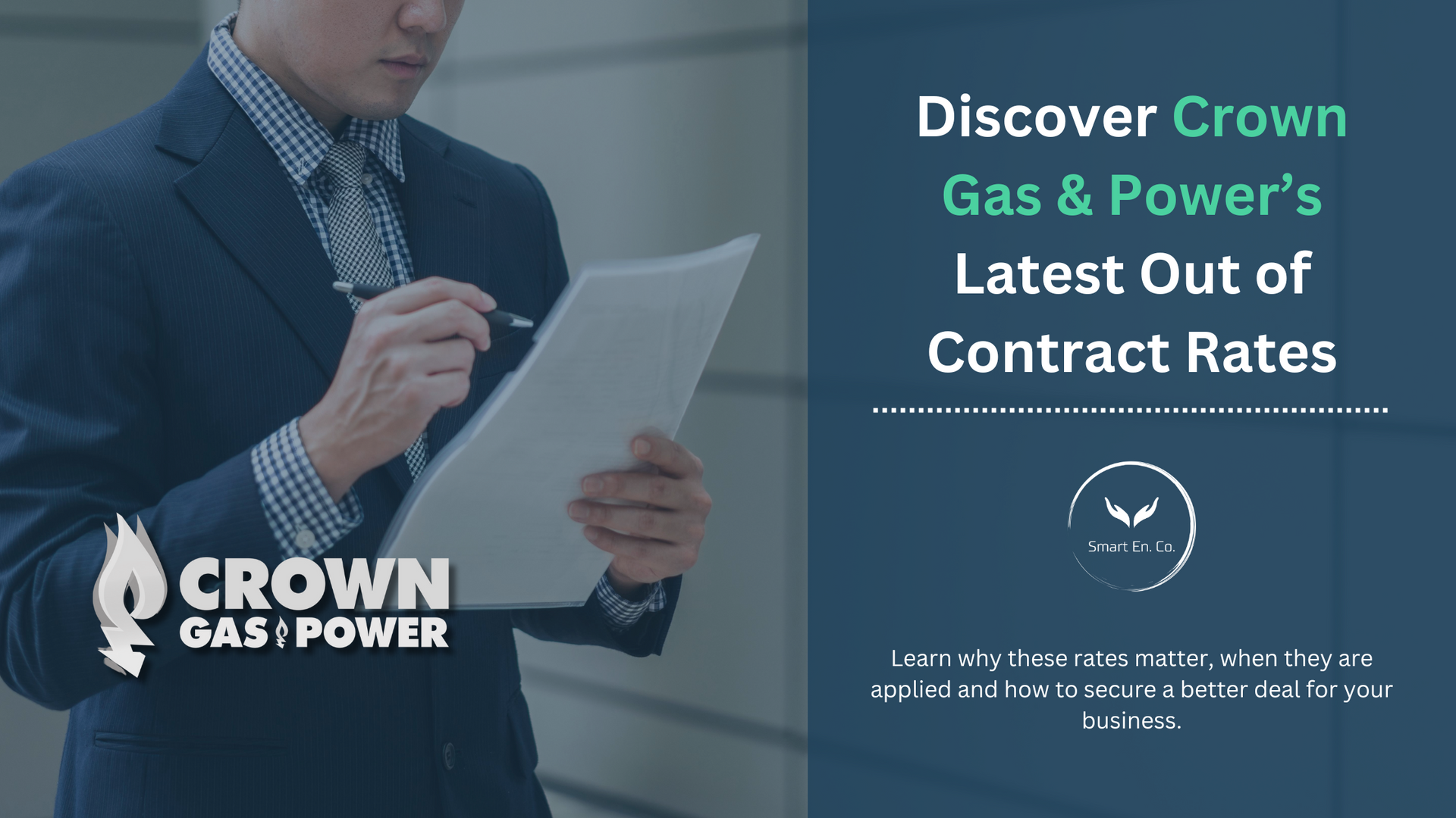 An ad for crown gas and power shows a man talking on a phone