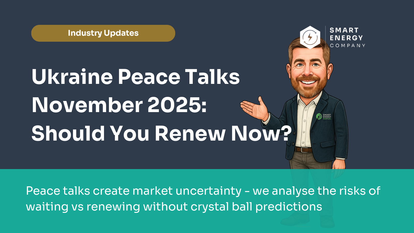 Promotional graphic: Ukraine peace talks in November 2025. Man gestures, text: 