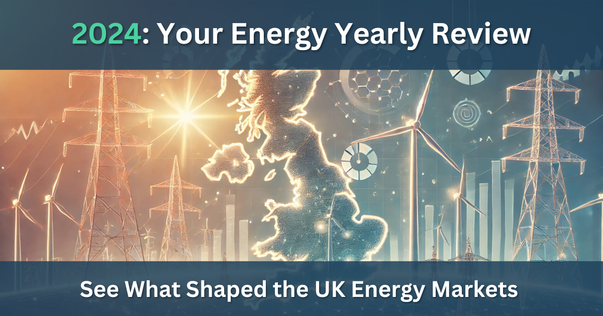 A poster that says 2024 : your energy yearly review see what shaped the uk energy markets