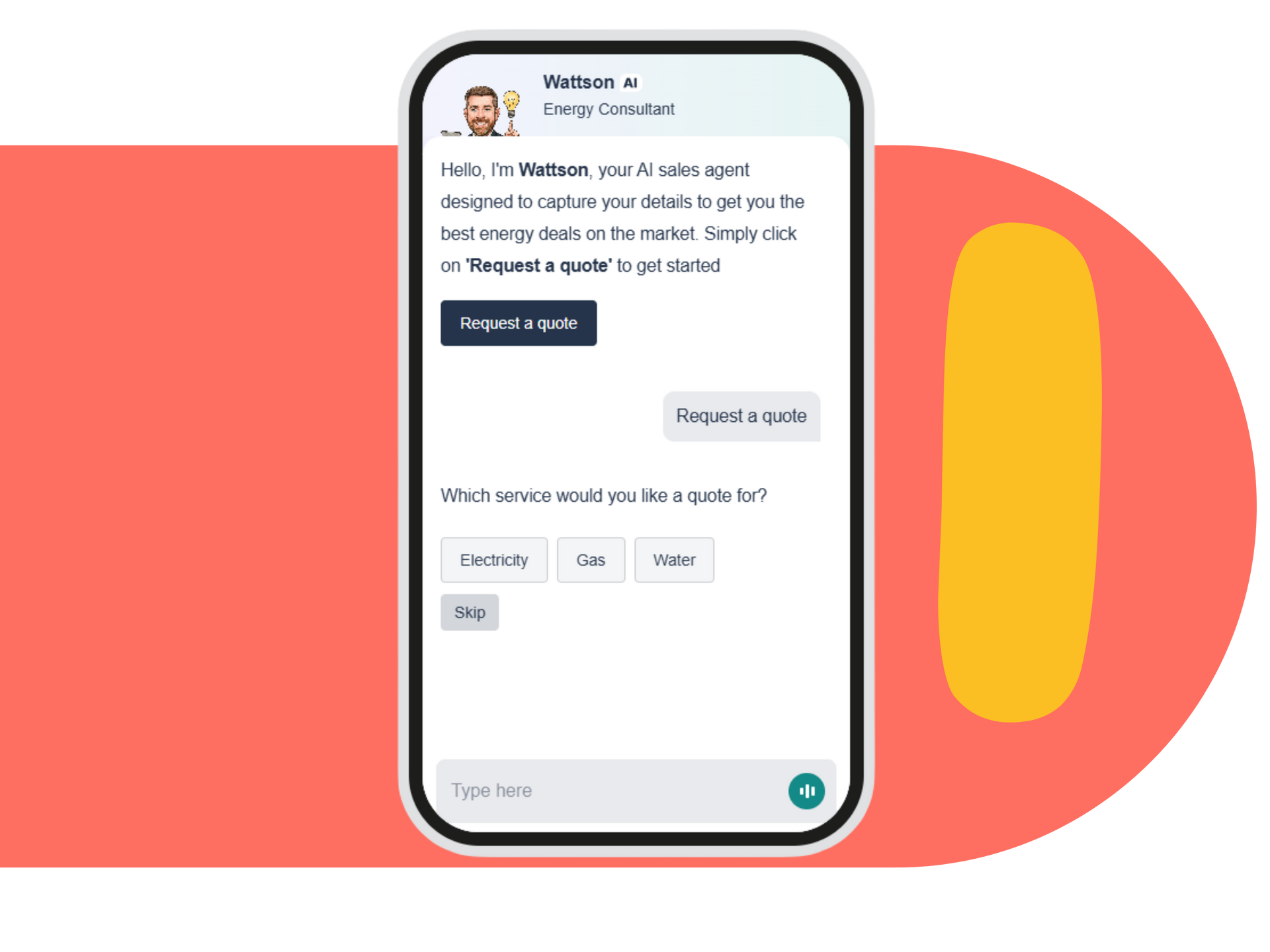 Mobile phone screen with AI chatbot named Wallace. Asking user for input.