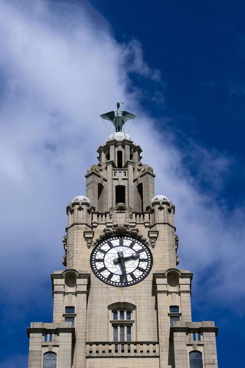 Image of the top of the liver building in Liverpool