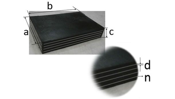 Una imagen de un trozo de goma con medidas