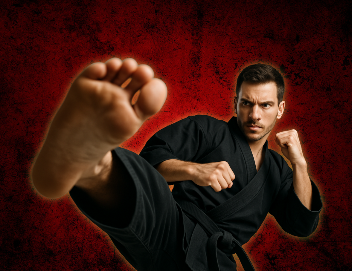 Two men are doing push ups together in United Kempo Martial Arts at Austral.