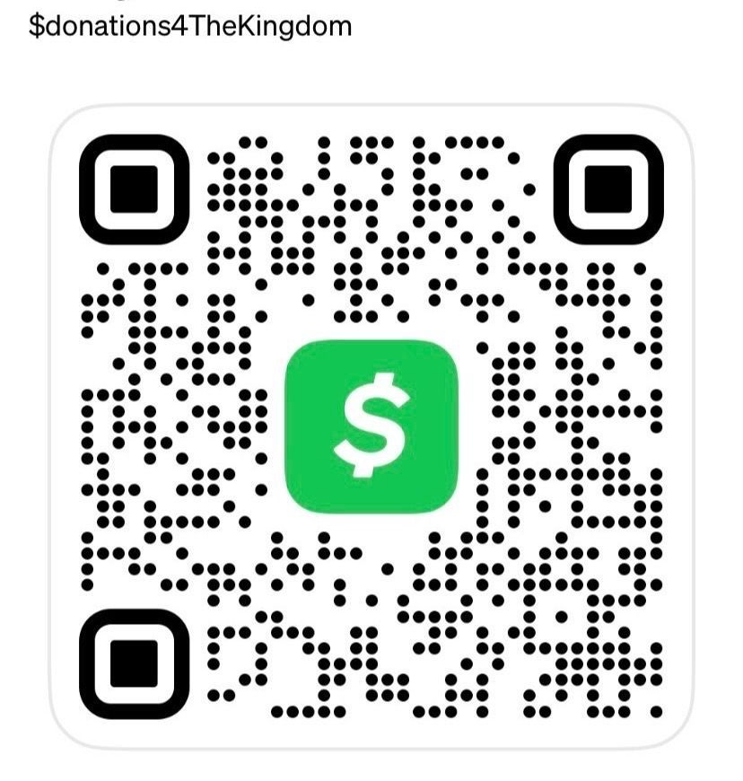 Cash App QR code with the handle $donations4TheKingdom in the center.