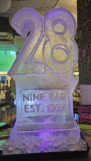 Nine Bar 28 years ice sculpture