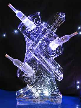 Wine bottle holder ice sculpture