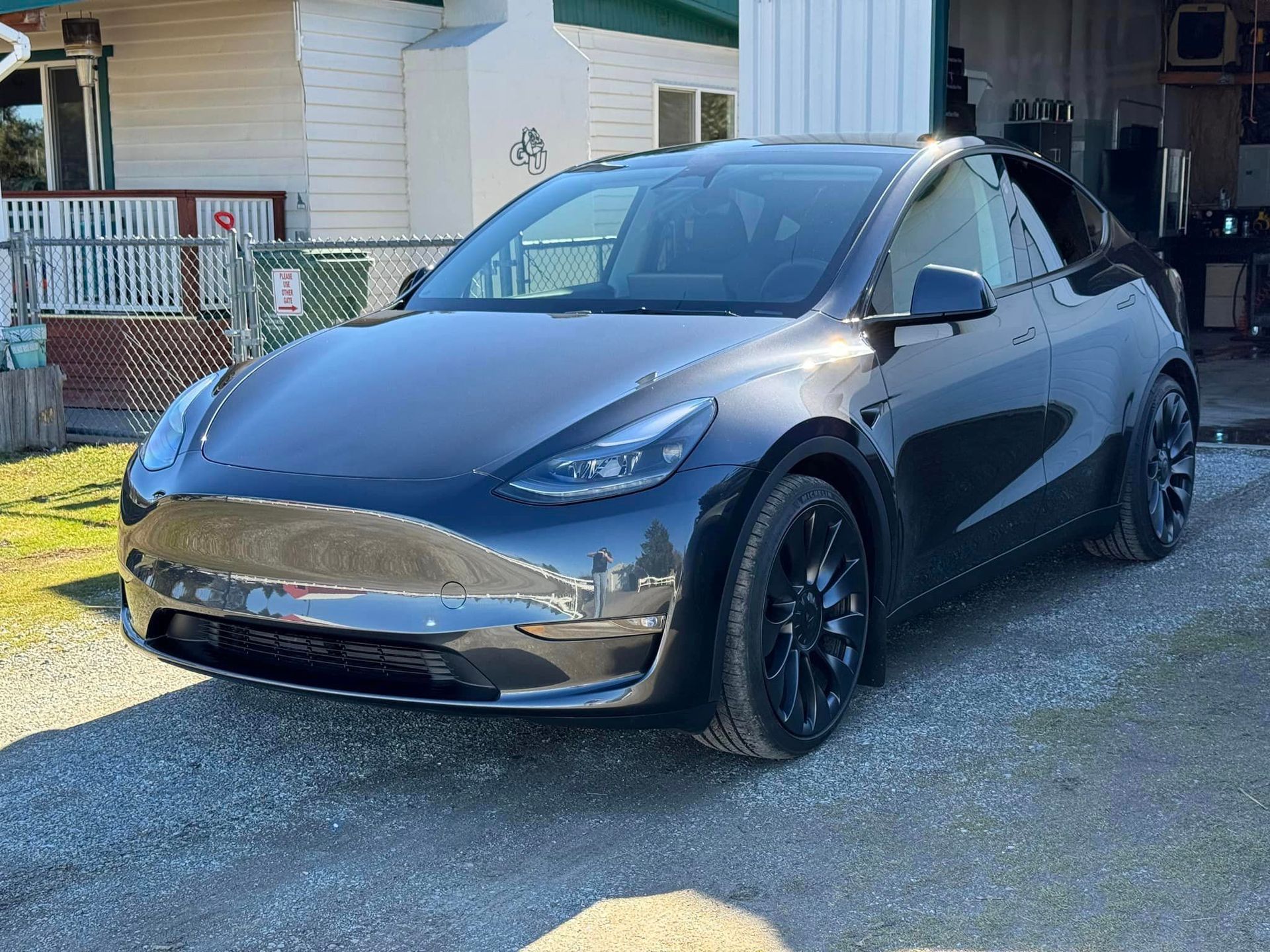 Tesla Y Parked in driveway