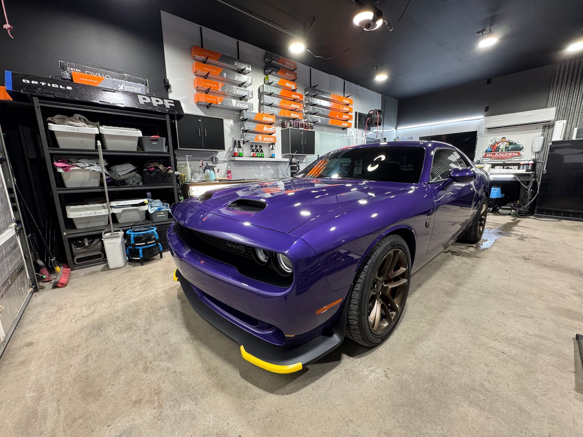 The Dodge Charger in the garage is getting Ultrafit WinCrest EVO applied.