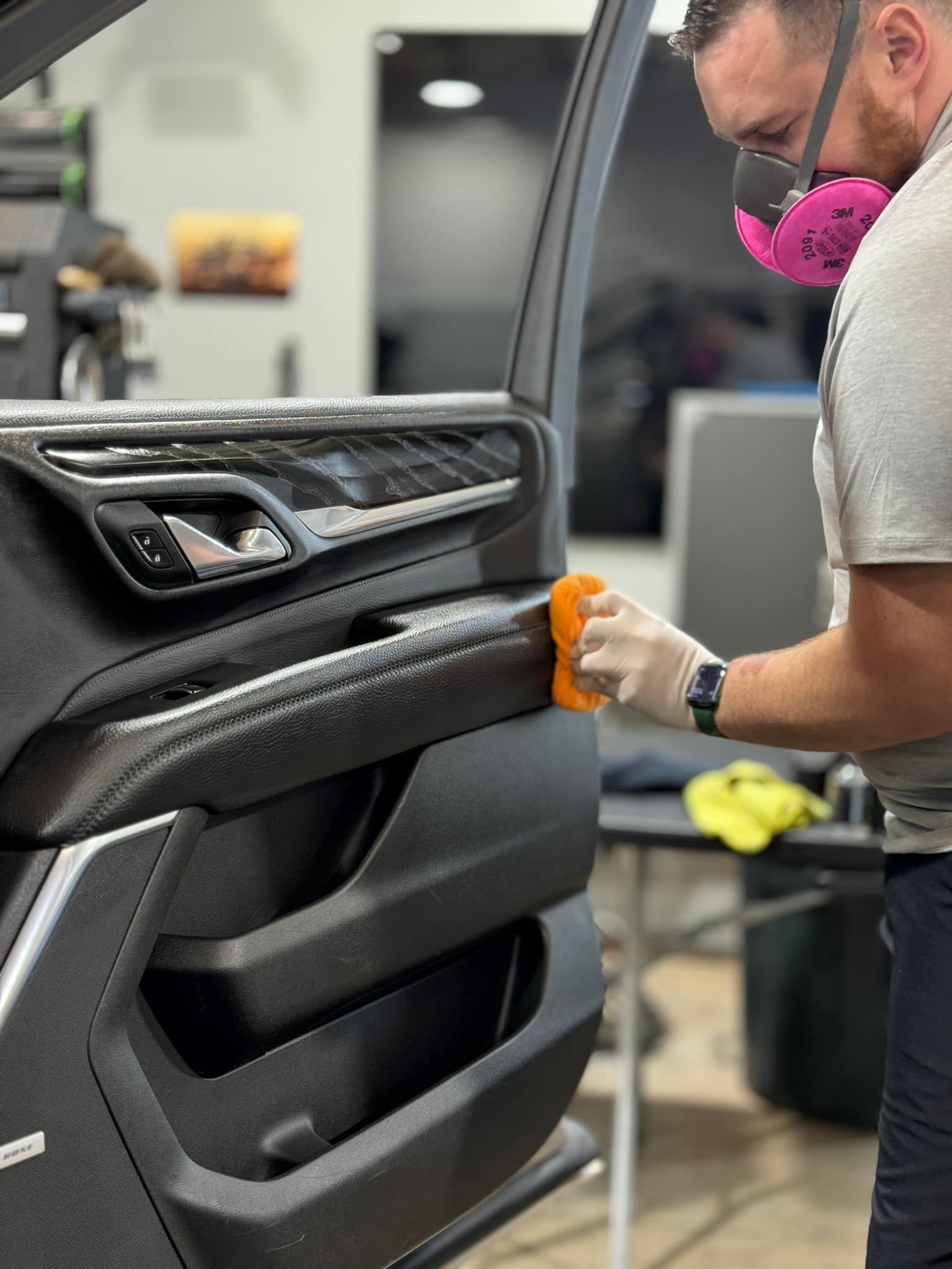 applying ceramic coating on a black car