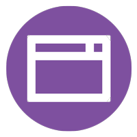 Purple circle with a white web browser window icon