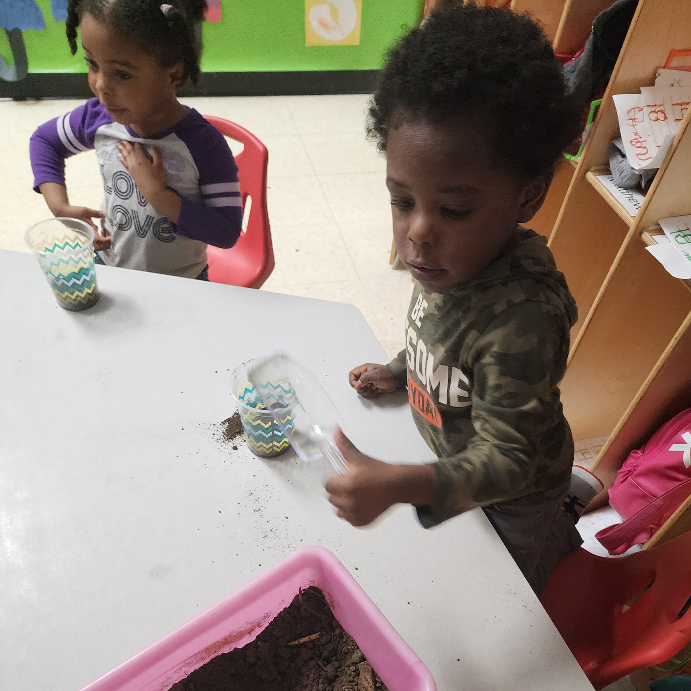 Child Care Columbus — Kindergarten Boy Playing Soil in Columbus, OH