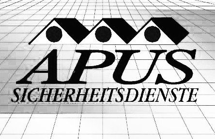 Ein schwarz-weißes Logo für apus sicherheitsdienste