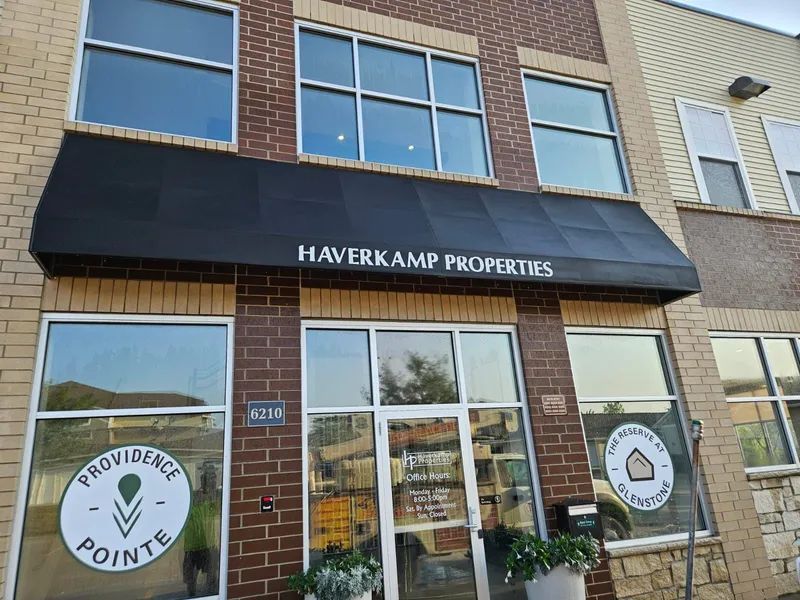 Haverkamp Properties storefront with awning.