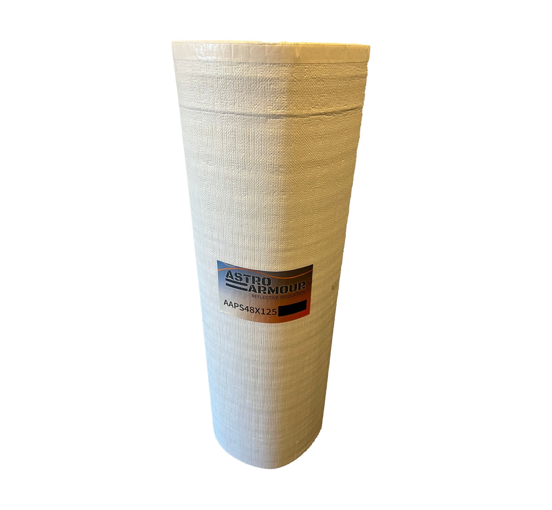 A white cylinder with a label on it on a white background.