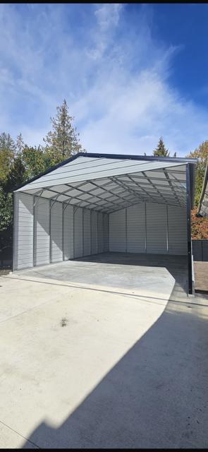 A red barn with white trim