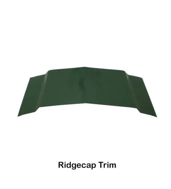 A green ridgecap trim is shown on a white background.