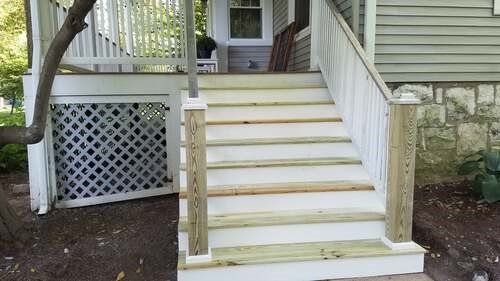 Nice and clean white deck stairs — Fenton, MO — SRP Home Improvement