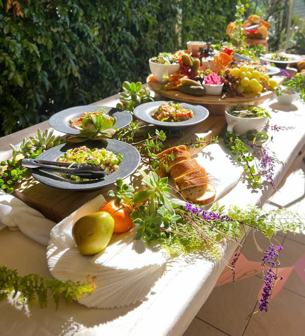 Sandwich Slices, Multi-grain Bread, Ham, Tomato, Cucumber, and Arugula  — Amanda Douglass Catering Service in Corlette, NSW