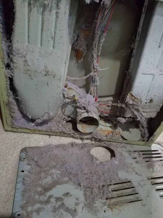 Inside of dryer due to clogged vent