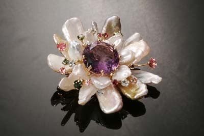 Fresh Water Pearl with Colorful Gemstones