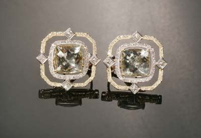 Green Square Earings