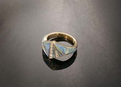 Inlay Opal and Diamond Ring