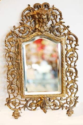 Antiq.Brass-Tbltop-Mirror