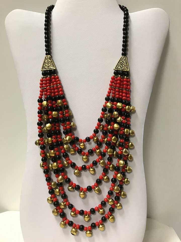 Red and Black Brass Beads Necklace — Jewelry Store in Santa Barbara, CA