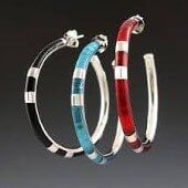 Black, Blue, Red Striped Earrings — jewelry store in Santa Barbara, CA