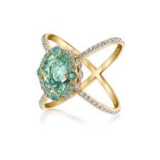 Engagement Rings — Pale Emerald Cross Ring in Santa Barbara, CA