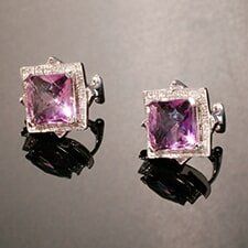 Amethyst & Diamond Earrings — Custom Designs Jewelry in Santa Barbara, CA