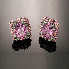 Amethyst Ruby & Emerald Earrings — Custom Designs Jewelry in Santa Barbara, CA