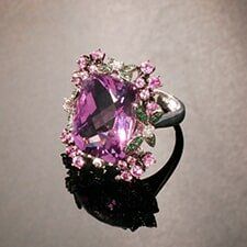 Amethyst Ruby & Emerald Ring — Custom Designs Jewelry in Santa Barbara, CA
