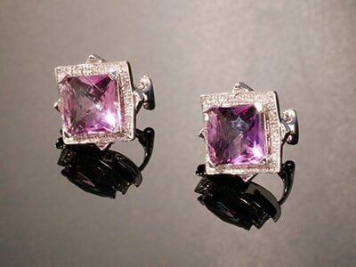 Amethyst and Diamond Earrings — jewelry store in Santa Barbara, CA