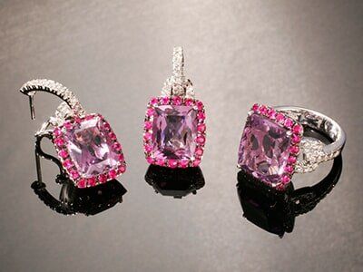 Amethyst and Ruby Earrings — jewelry store in Santa Barbara, CA