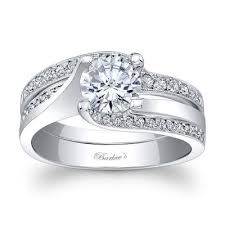 Silver Swirl Diamond Engagement Ring