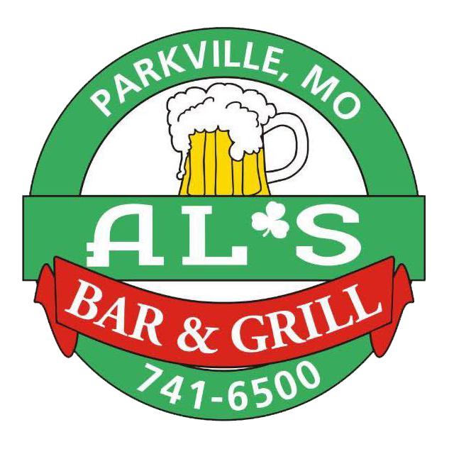 A logo for al 's bar and grill in parkville mo