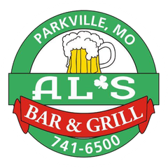 A logo for al 's bar and grill in parkville mo