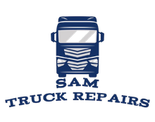 Blue truck logo with the text “SAM TRUCK REPAIRS” underneath