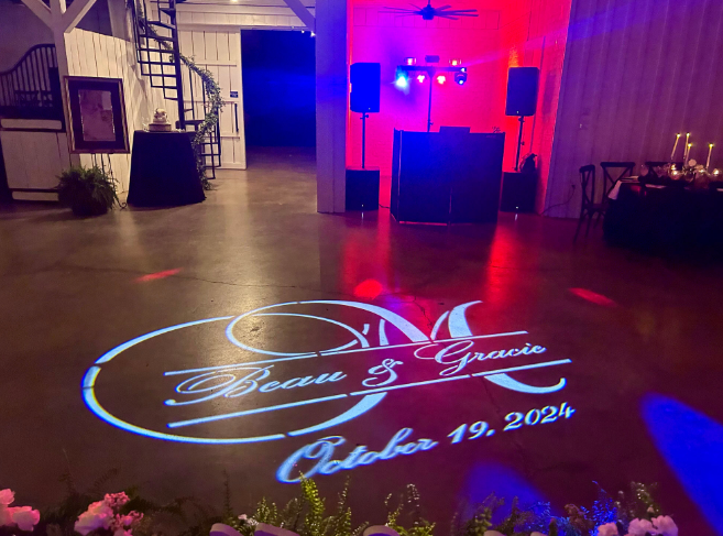 custom monogram on dance floor