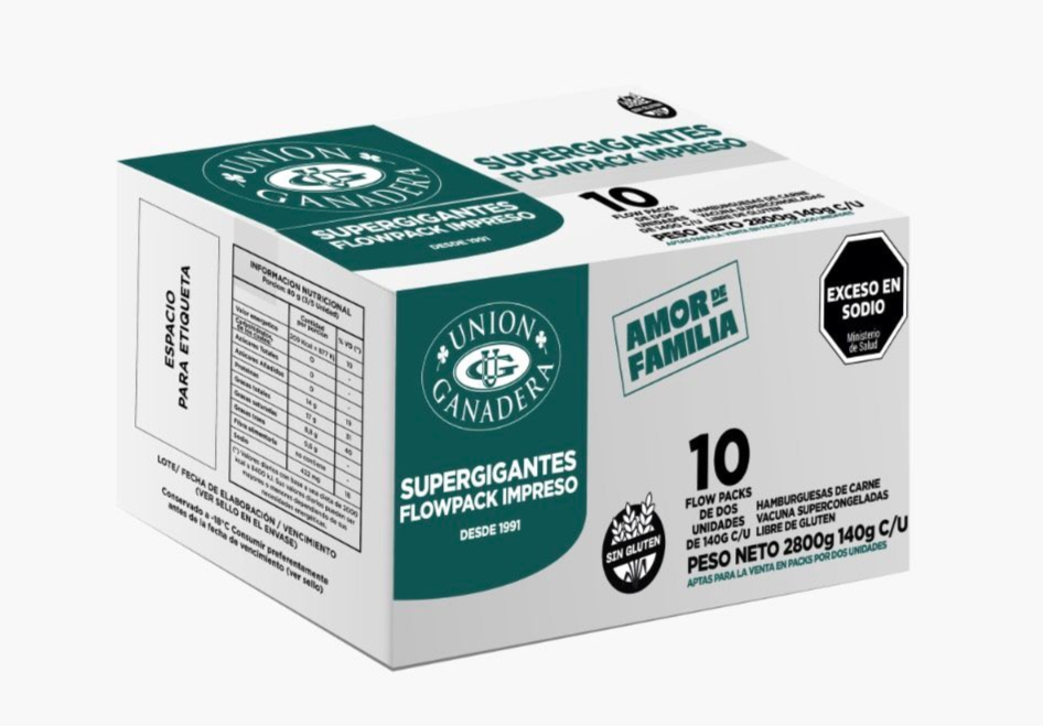Caja de flow packs supergigantes