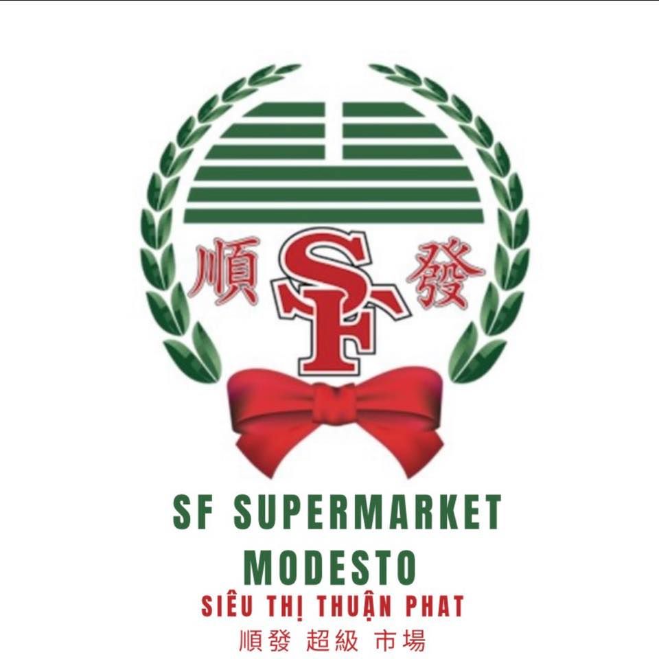 SF Supermarket logo with red bow, green wreath, and Chinese characters.