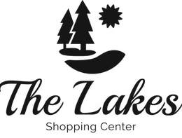 The Lakes Shopping Center logo with trees, sun, and a lake icon