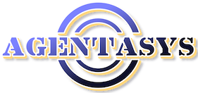 AGENTASYS logo in gold and blue with circular ring design