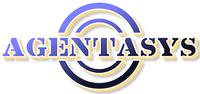 AGENTASYS logo in gold and blue with circular ring design