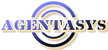 AGENTASYS logo in gold and blue with circular ring design